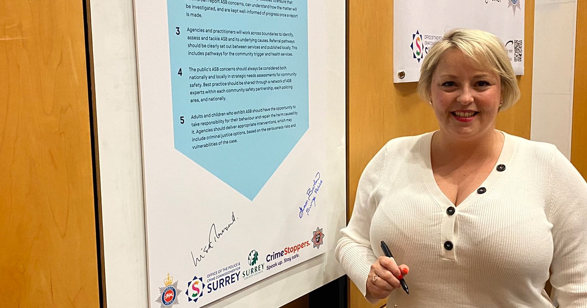 Police and Crime Commissioner Lisa Townsend signing up to anti-social behaviour principles