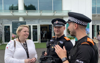 Police and Crime Commissioner Lisa Townsend speaking to police officers at the Epsom Derby