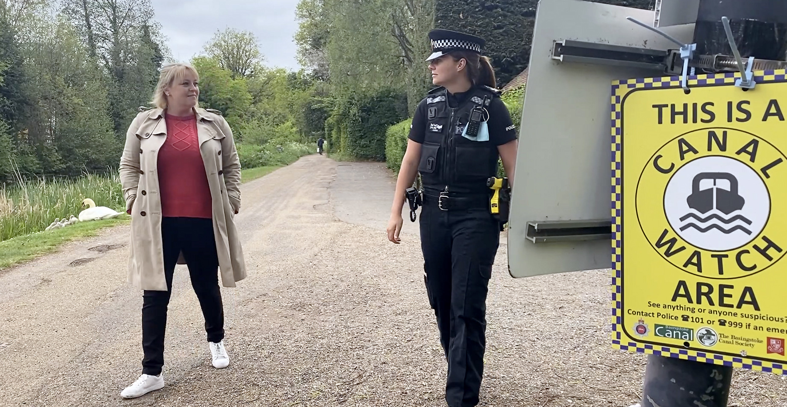 Police and Crime Commissioner Lisa Townsend walking with a female police oficer