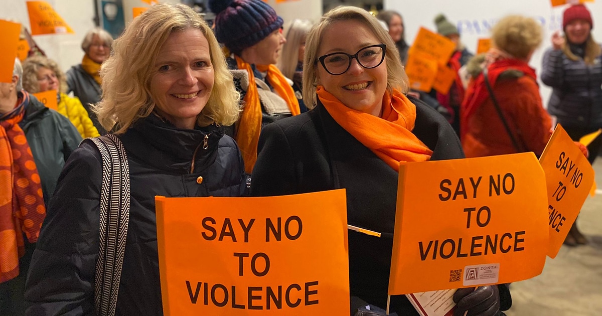 Police and Crime Commissioner Lisa Townsend marches with ZONTA women's rights organisation