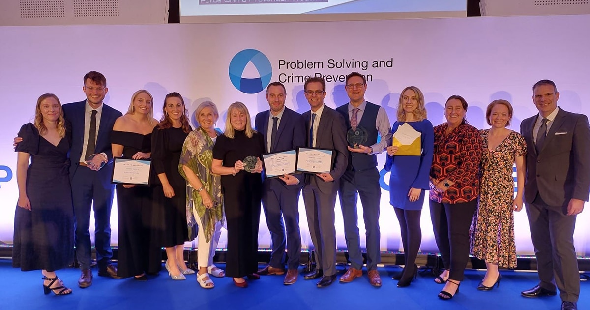 Deputy Police and Crime Commissioner Ellie Vesey-Thompson with staff and members of the Surrey Police Problem Solving Team