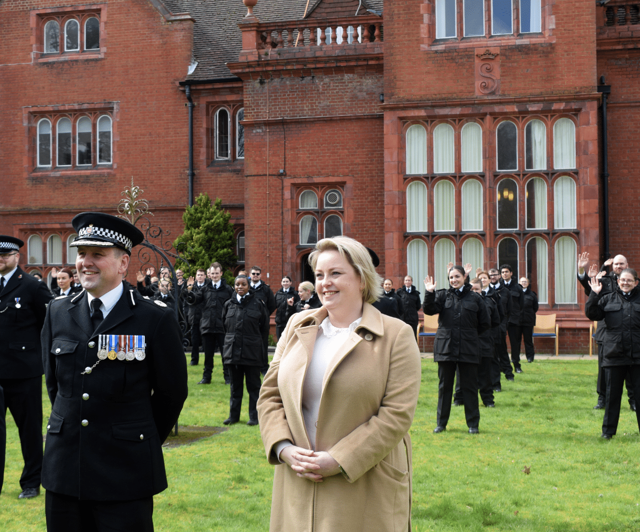 Police and Crime Commissioner Lisa Townsend and police officers at a Surrey Police attestation event