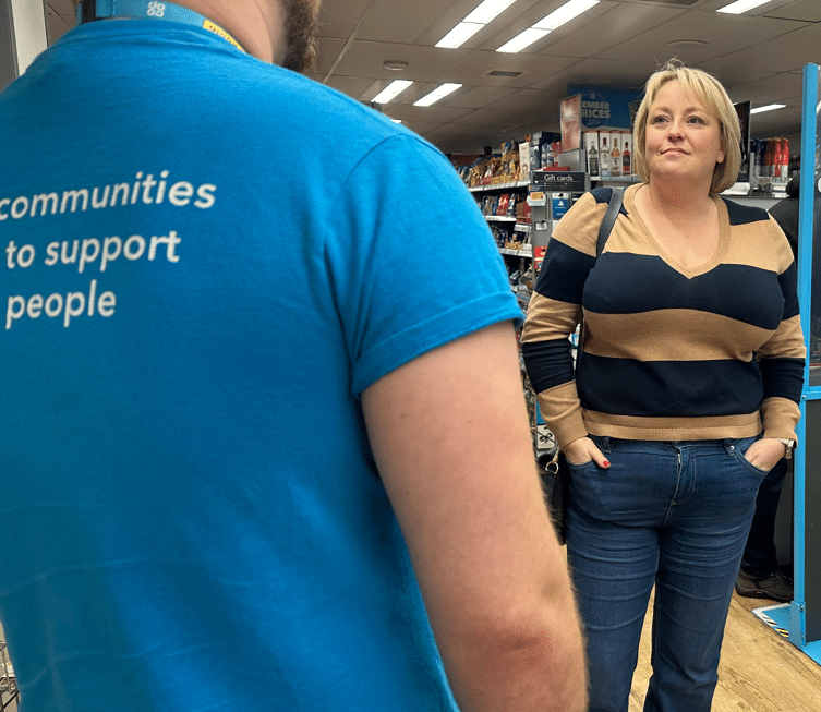 Police and Crime Commissioner Lisa Townsend with a member of coop staff