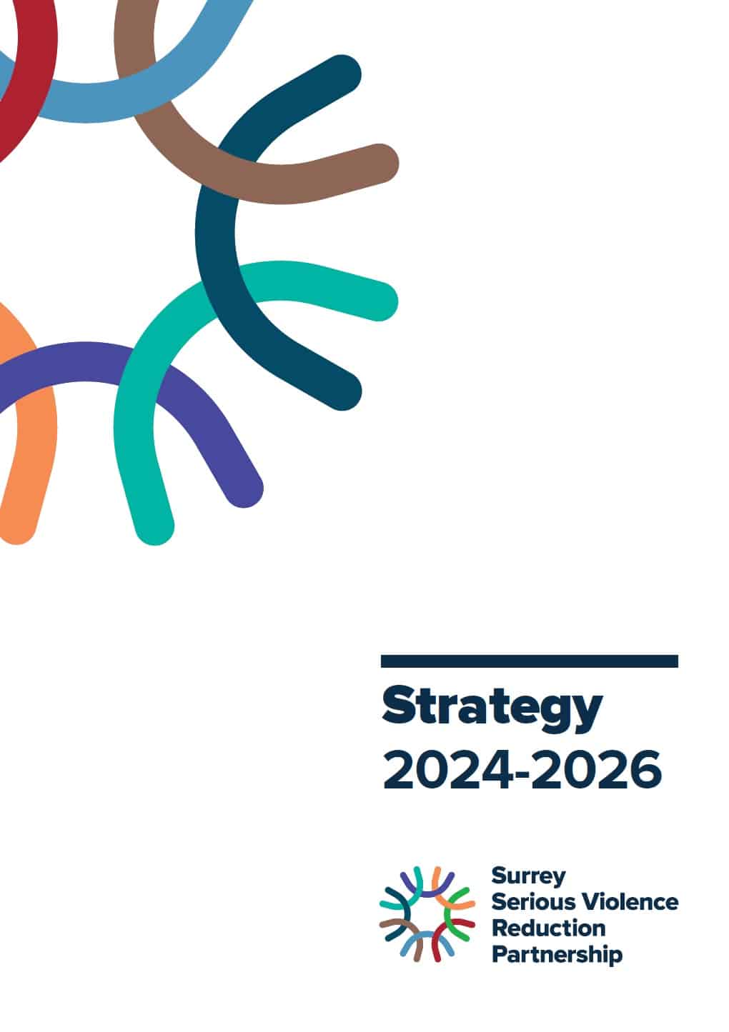 Cover of the Serious Violence Reduction Partnership Strategy 2024-2026 with a logo and document title on a white background